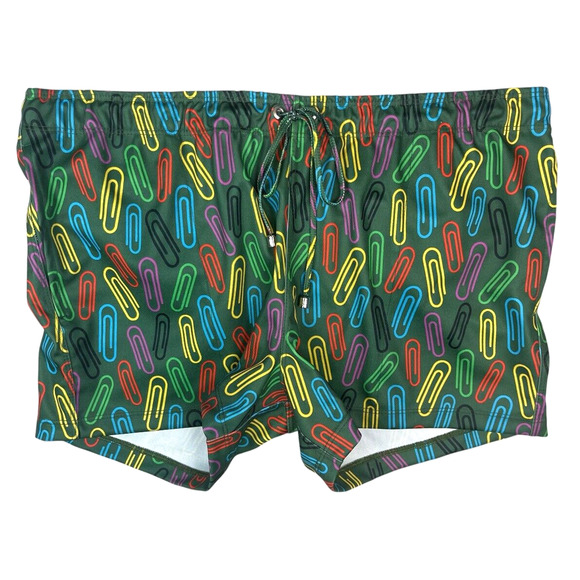 Vintage Tulio Mens Large Paperclip Rainbow Swim Trunks Rare 80s Rainbowcore - Picture 14 of 14
